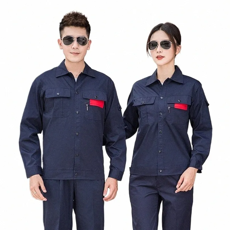 Vêtements de travail d'été manches Lg col rabattu uniformes d'atelier d'usine, uniformes de travail respirants pour réparateurs automobiles, combinaisons de travail i9AN #