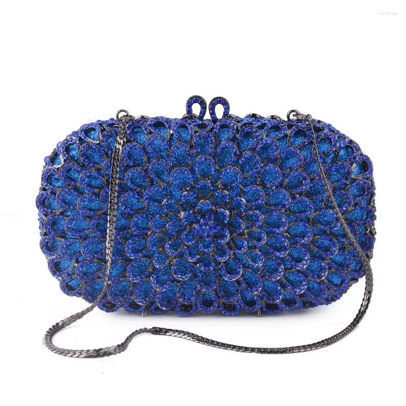 Sacos de noite Xiyuan Mulheres Azul / Vermelho / Prata Cristal Embreagens Caixa Dura Crossbody Bolsa Embreagem Para Festa Prom Girl Presente