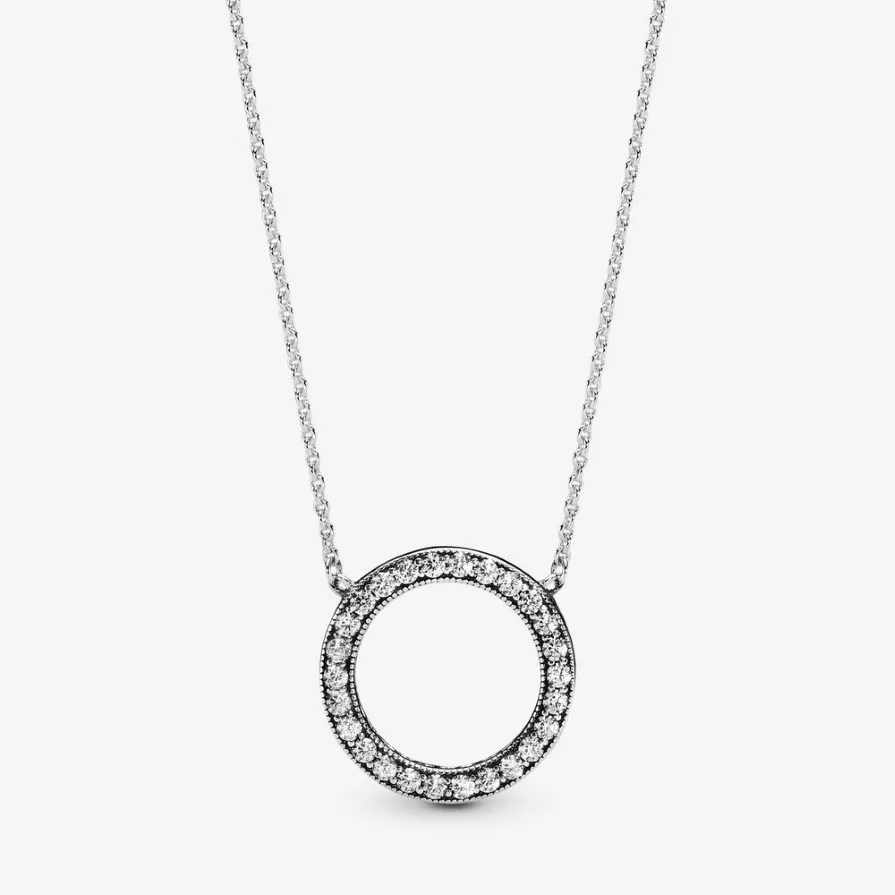 Collier cercle scintillant en argent sterling 100% 925, à la mode, fabrication de bijoux de fiançailles et de mariage pour femmes, cadeaux 246S