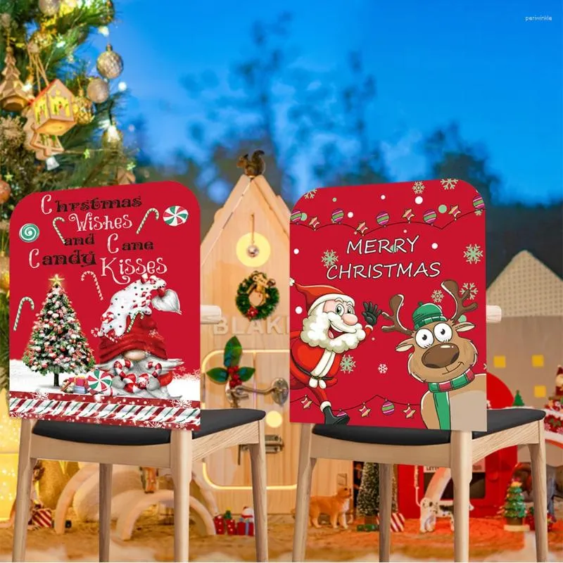 Stoelhoezen 1 pc Kerstmis High Elastic Cover Santa Elk Printed Year Festival Dust proof Decor 2024 Fashion Home Textile