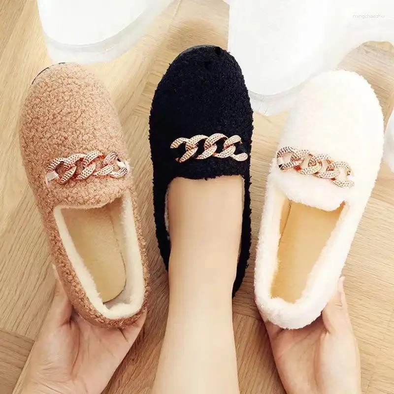 Casual Shoes Big Size 35-40 Kvinnor Lambwool Moccasins Winter Wool Ladies Ballerinas Warm Fleece Loafers Femme Cold Proof päls Flats 2024
