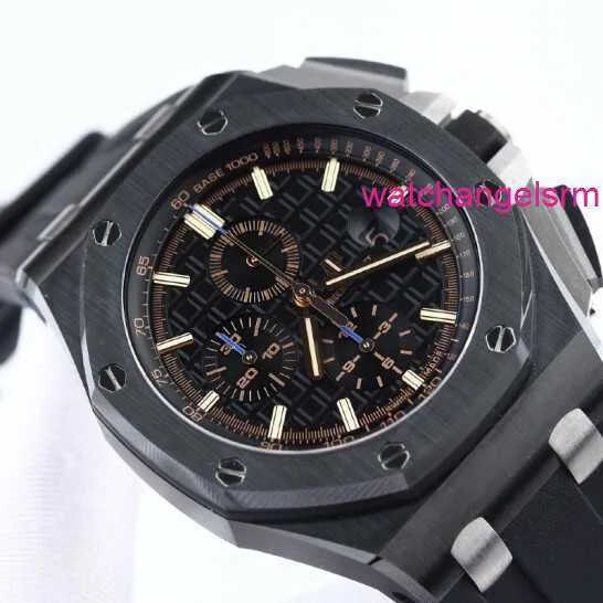 Szwajcarski obserwowanie nadgarstka AP Royal Oak Offshore Model 26405 Black Ceramic Automatic Machine Męska Męska Wybierz Blue Blue Igle Dial 44 mm Pełny zestaw