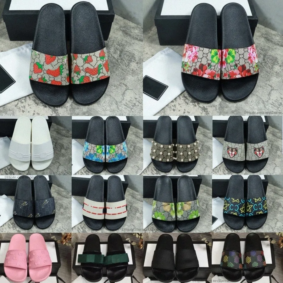 Tasarımcılar Çiçek Terlik Kauçuk Slaytlar Çilek Sandalet Platform Terlik Arı Daireleri Kaplanlar Çiçekler Blooms Yaz Ana Sayfa Plaj Striped Hasb#