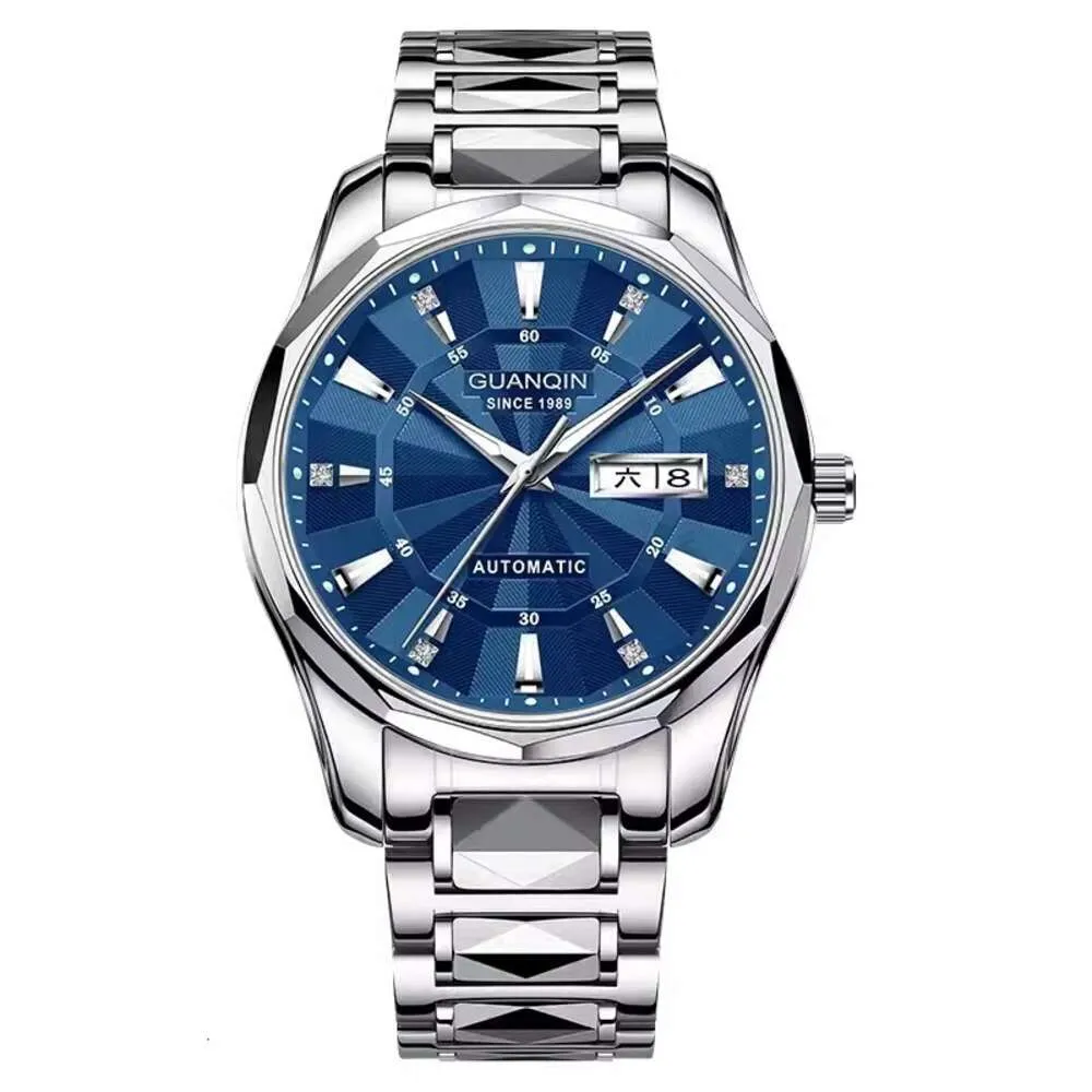 Swiss New Business Glow Men's Watch Authentic Waterproof Mechanical Tungsten Steel Double Calendar Men's Watch