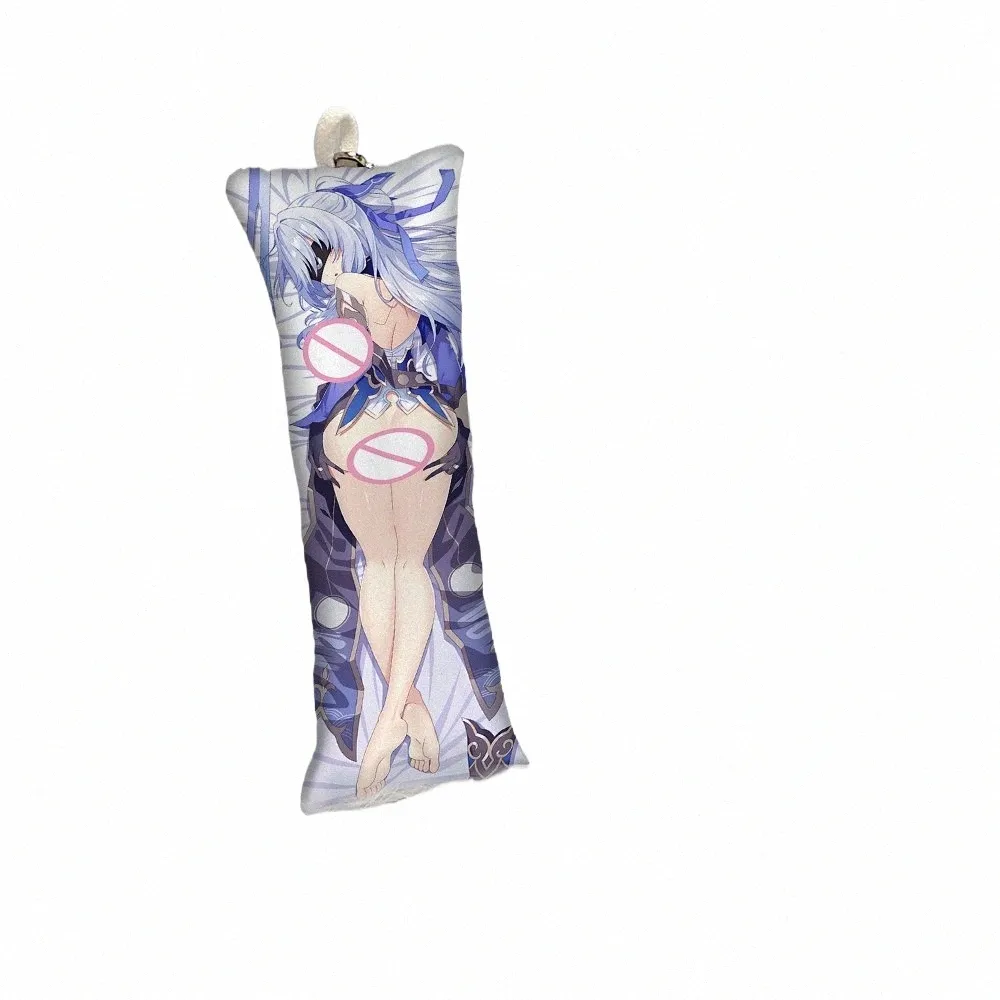 Hkai Star Rail Jingliu Mini Dakimakura Porte-clés Pendentif Anime Accessoires Porte-clés Petit Corps Oreiller Sac Pendentif Double face 569i #