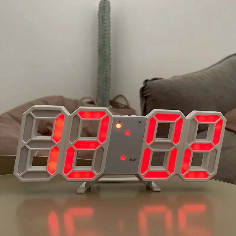 3D LED Digital Clock Wall Deco Mode Night Night Mode Table Table Table Clock Clock Clock Decoration غرفة المعيشة LED