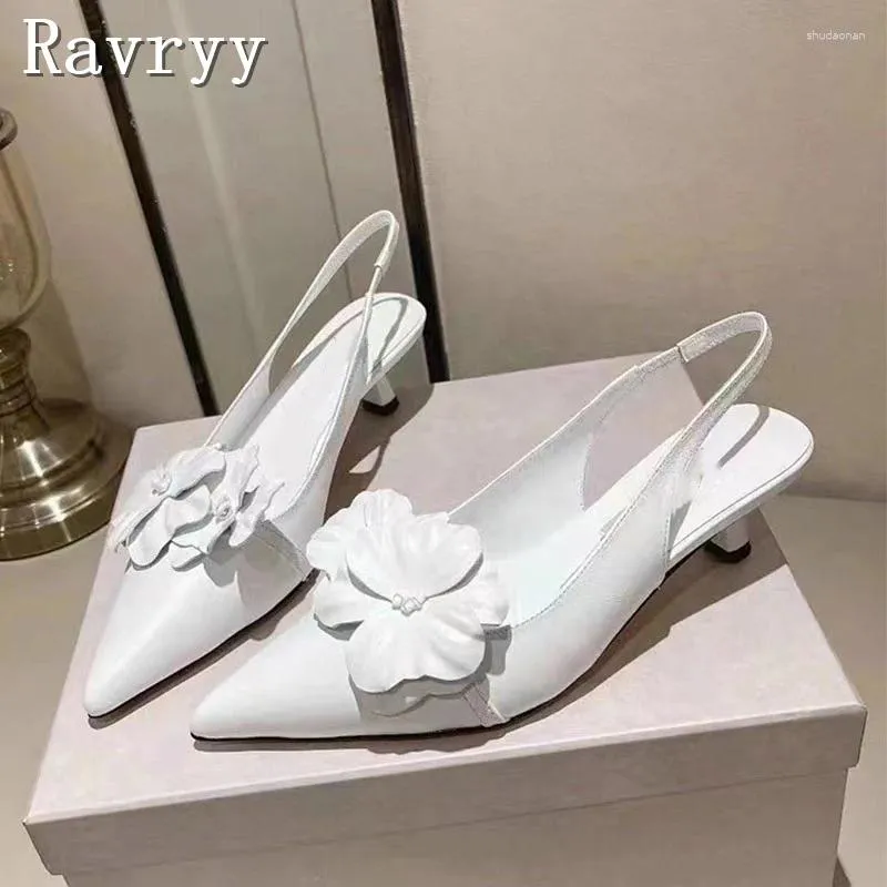 Robe chaussures fée style orchidée sandales bout pointu slingbacks été chaton talon fête femmes pompes de mariage