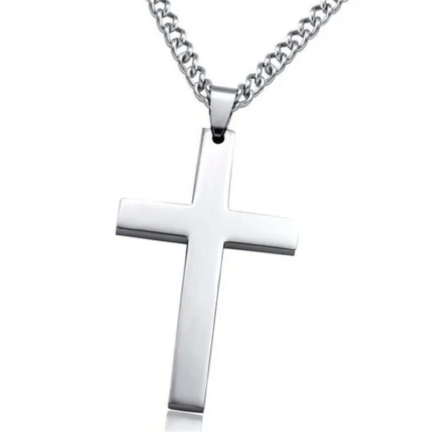 Europeisk och amerikansk personlighet Cross Pendant Men's Necklace hela kvinnors halsband289o