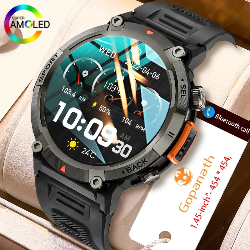 2023New Outdoor Slimme Horloge Mannen Met Zaklamp Sport Fitness Armband Bloeddruk IP67 Waterdichte Smartwatch voor Android IOS