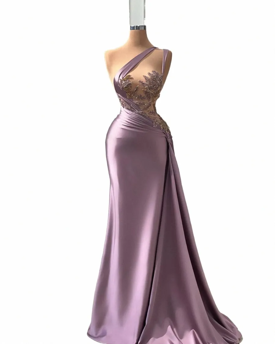 Vesmo per manicotto della sirena viola leggera Elegante Decal Decal Leta in rilievo con una spalla Dres Custi Customizati per donne p5pm#