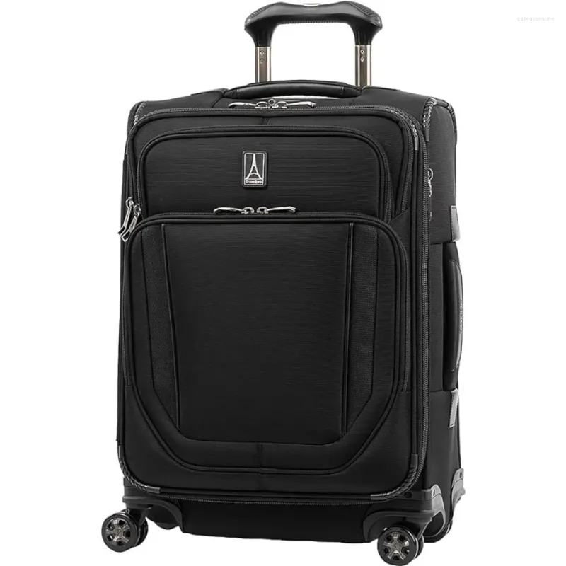 Suitcases Crew Versapack Softside Expandible 8 Kołów Spinner Nawienie bagażu USB Port Mężczyźni i kobiety Jet Black 21-calowy