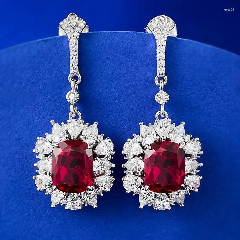 Stud Earrings SpringLady Vintage 925 Sterling Silver 8 10 MM Ruby Gemstone Drop Dangle For Women Fine Jewelry Anniversary Gifts