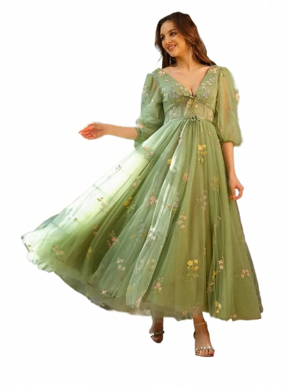 puffy hylsa fairy prom dres 2023 fr broderi tulle en linje lg ärmar kvällsfest klänningar fr boll klänning för kvinnor m6z8#