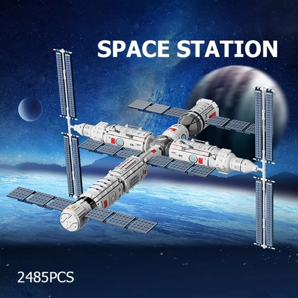 2485 pezzi di blocchi di costruzione della stazione di razzi spaziali giocattoli assemblati modello regalo lancio aereo educativo