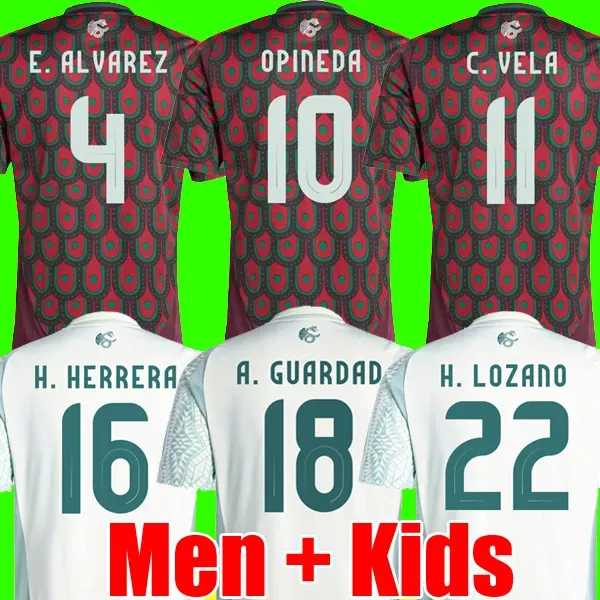 3xl 4xl Top Thailand Quality 24 25 Copa Mexico Soccer Jerseys Mexico rétro Kit de football Shirts Red and White Soccer Shirts Chicharito Lozano Men and Kids sets uniforme