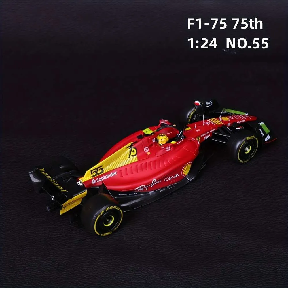 BBURAGO 1:24 F1-75 75. Yıl Dönümü Formül Yarışı Alaşım Dekorasyon Araba Modeli Koleksiyonu 16 # 55