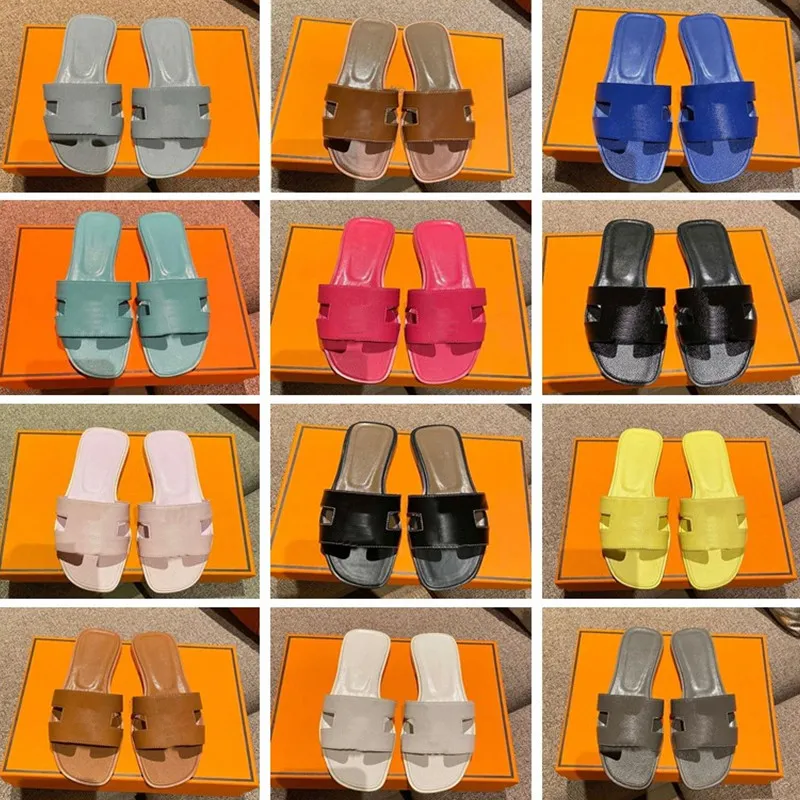 Designer-Hausschuhe, modische Sandalen, Damen-Luxus-Slides, Freizeit, Urlaub, Leder, Strand-Hausschuhe, Frühlings- und Sommersandalen, flache echte Schuhe, Größe EUR 35–42