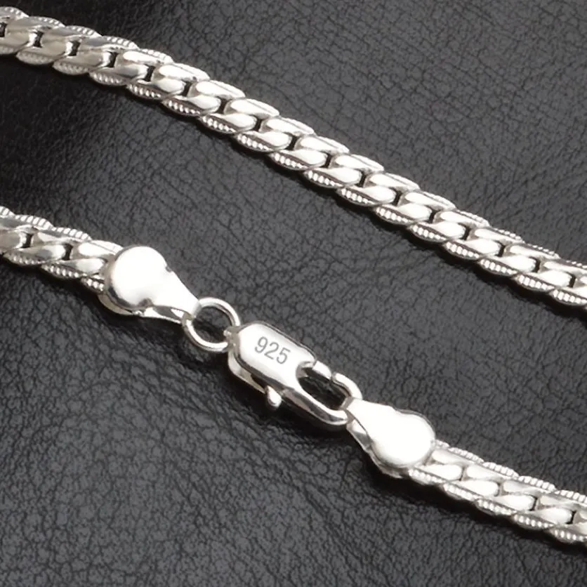 20 Zoll 5MM Trendy Männer 925 Silber Halskette Kette Für Frauen Party Mode Silber Figaro Kette Halskette Junge Accessories2991