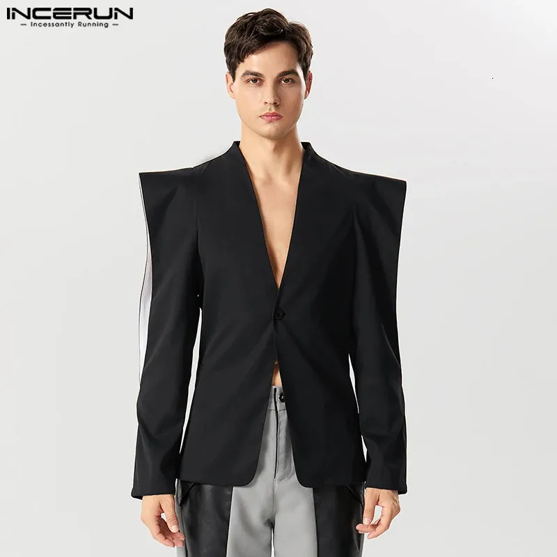 Hommes Blazer solide revers à manches longues un bouton Streetwear costumes irréguliers hommes évider mode mince manteaux S-5XL INCERUN 240321