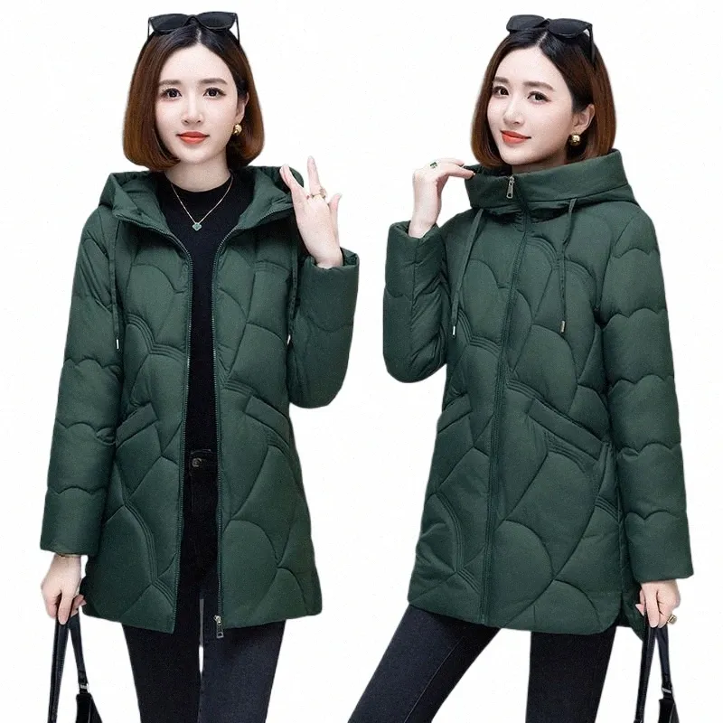 snow Wear Down Cott Jacket For Women's Mid Length Winter Coat New Middle Aged Mother Hooded Parkas Abrigo Invierno Mujer 60Ak#