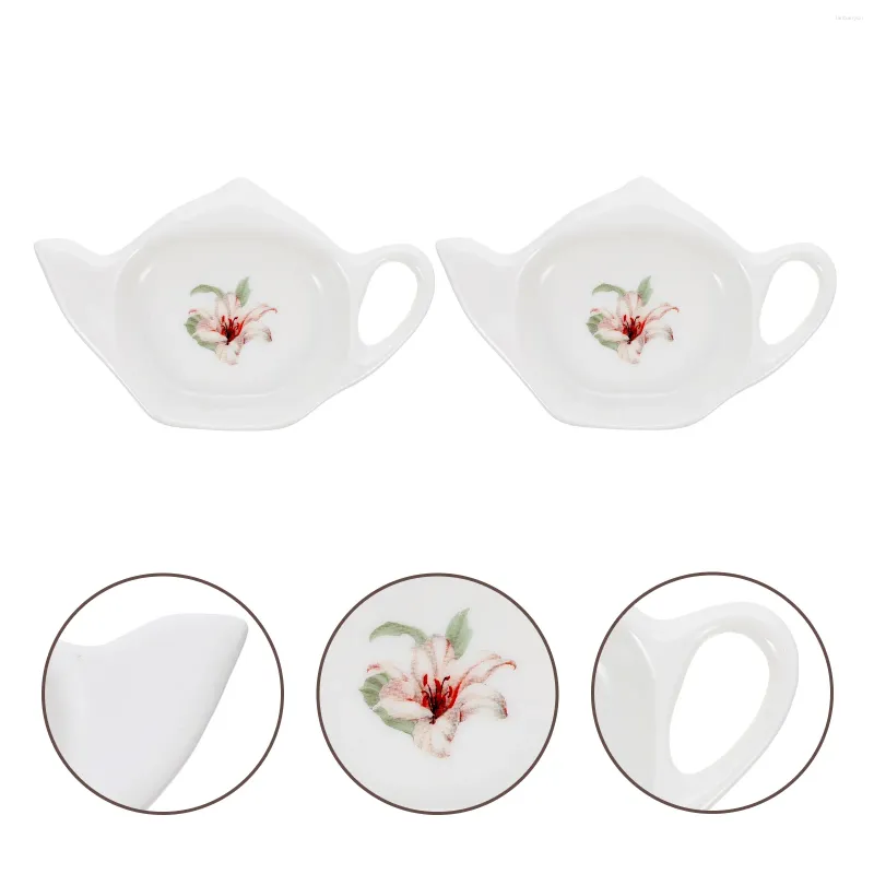 TEA TRAYS 2 PCS Bag Saucer Dessert Spoon Coasters Storage Rest Ceramics Holders Travel Delicate