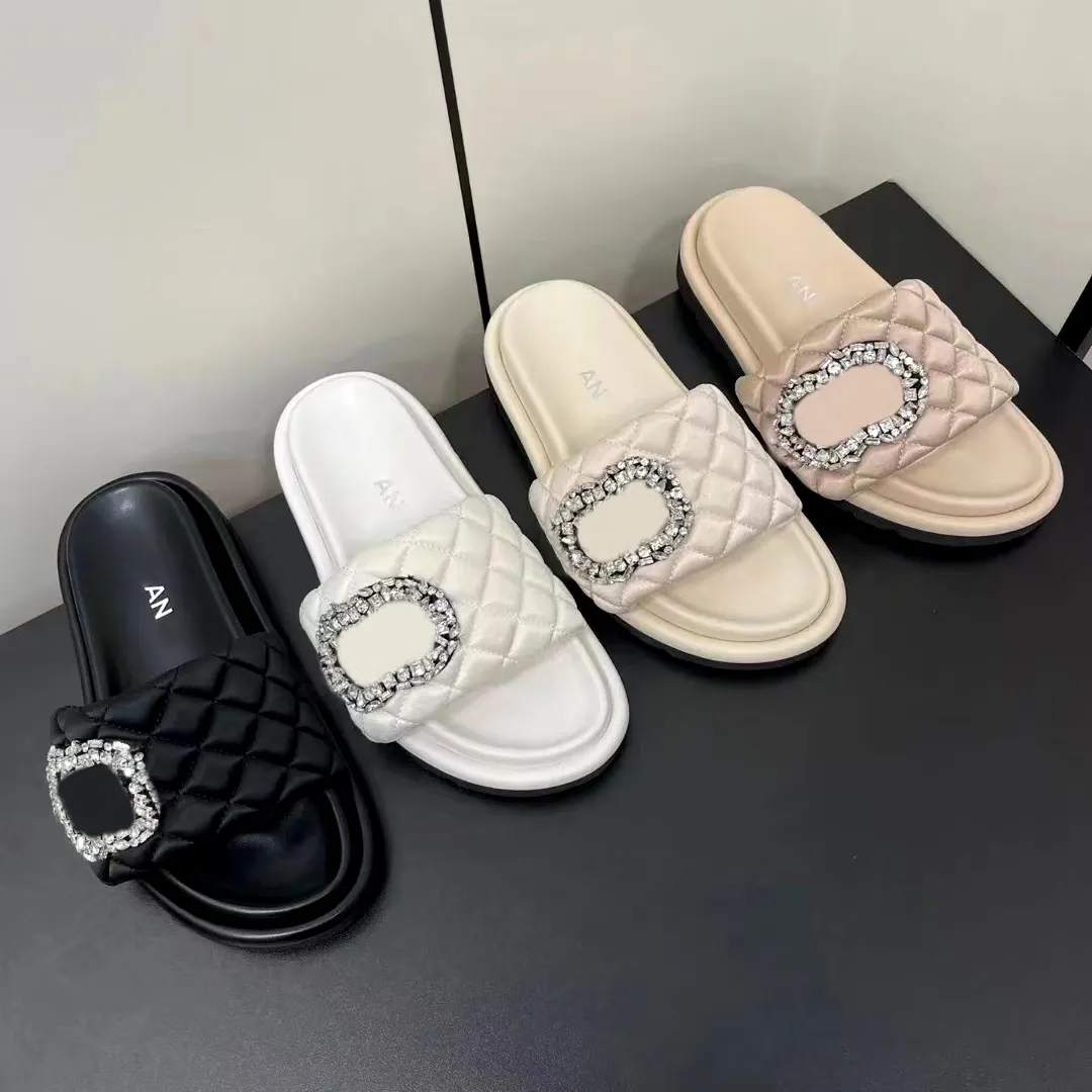 lyxdesigner casual skor tofflor sandaler strand inomhus sommar pool kanal glida sandale platta män mules diamant glidare skjutreglage loafer kvinnor sko nylon med låda