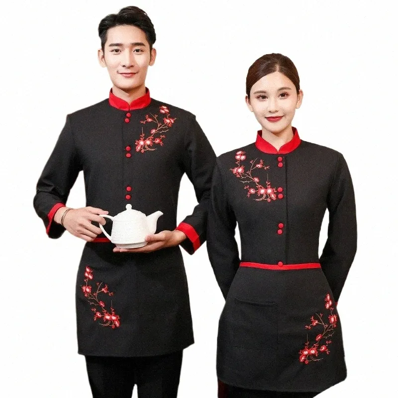 Homme Western Restaurant Serveur Uniforme Femme Hot Pot Hiver Uniforme Fast Food Personnel Travail Porter Café Cuisine Cuisine Vêtements 60lr #