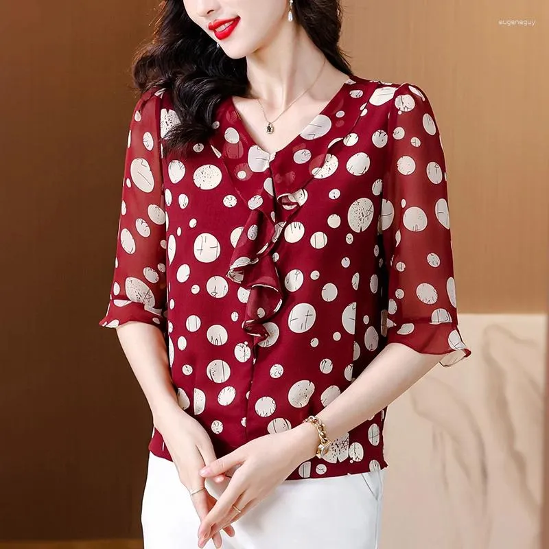 polka dot chiffon blouse
