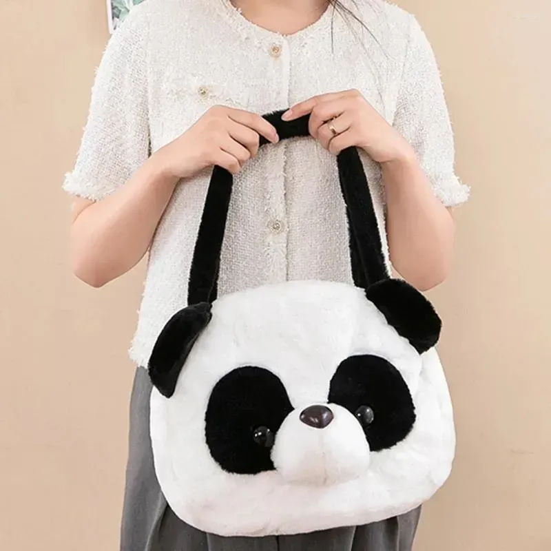 Designer Mini Small Muduim Shoulder Bags Women Crossbody Black White Cute Cartoon Panda Messenger Bag Mjuk och bekväm fluffig leksakshoppinggåva för flicka