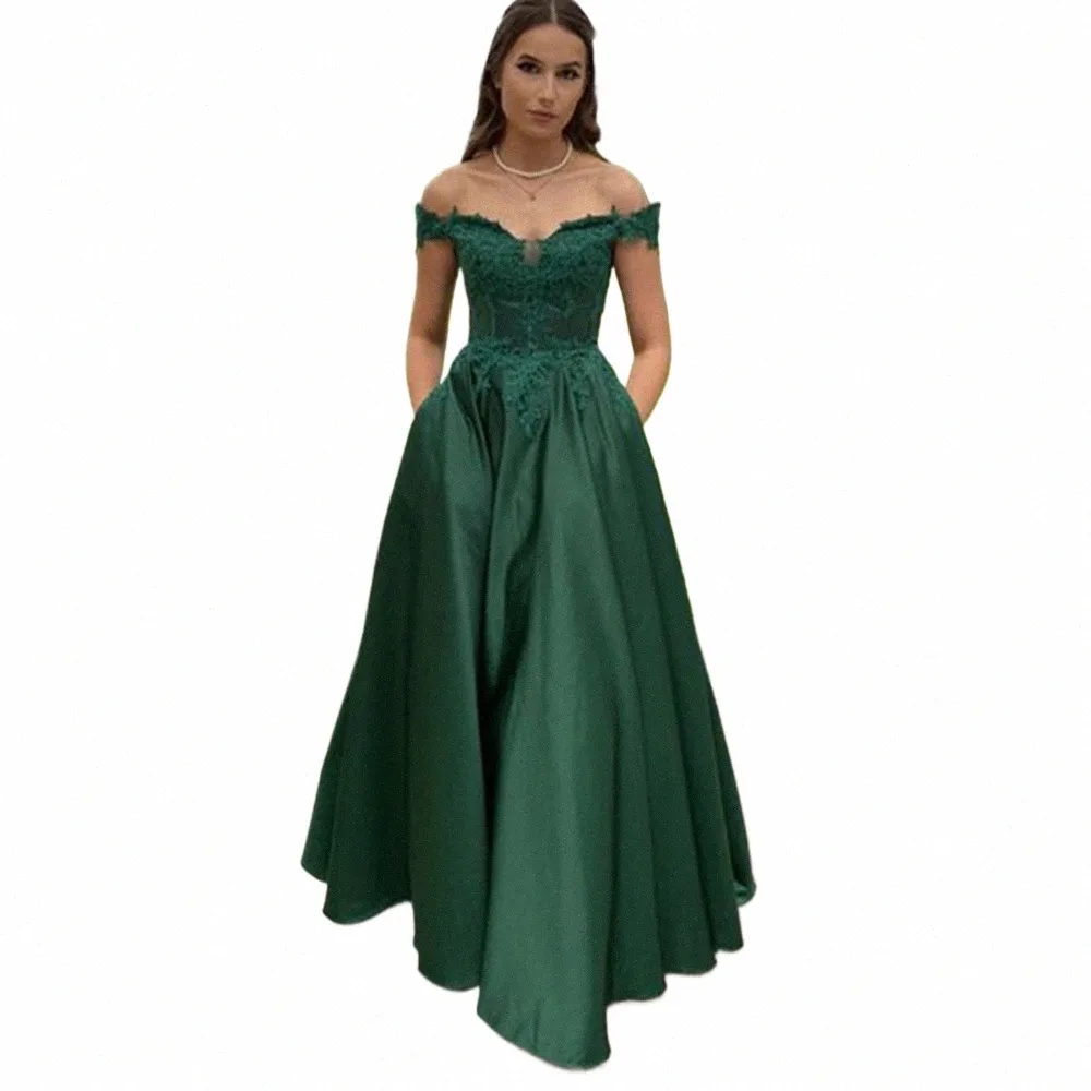 Vert Satin Prom Dres Robe de soirée formelle Robe de demoiselle d'honneur R9fc #