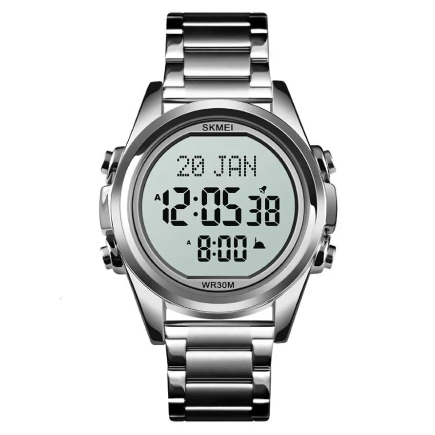 Skmei 1667 Stainls Steel Back Digital Alfajr Azan Prayer Wrist Watch233m