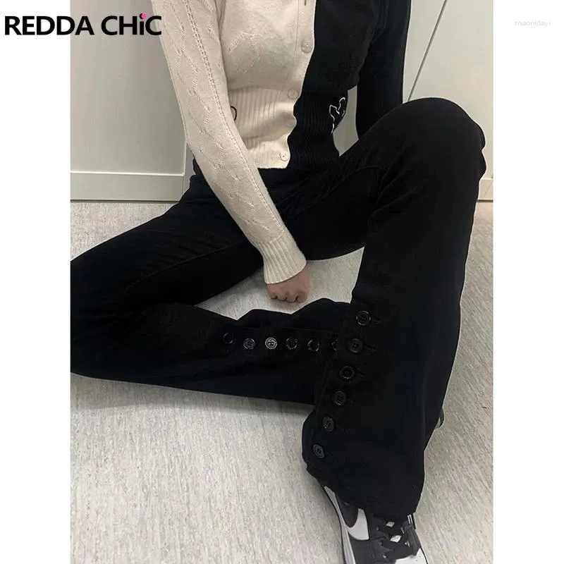 Kvinnors jeans reddachic sida delade svarta blossade kvinnor termiska byxor stretchig kvinna vinter varma leggings fleece tights damer streetwear