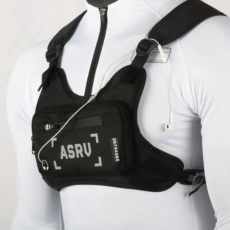 Väskor reflekterar lätt bröstväska för män i midja påse funktionell taktisk bröstkorg mobiltelefon väskor manlig pack taktisk ryggsäck
