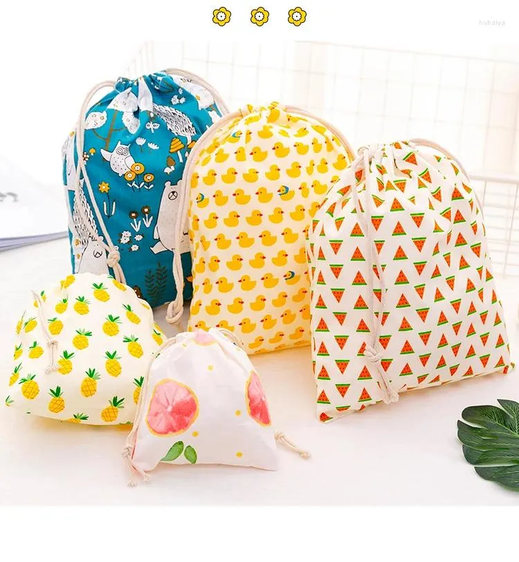 DrawString Brand Cotton Shopping Påsar Travel Home Storage Bag Eco återanvändbar vikbar livsmedelsbuggy
