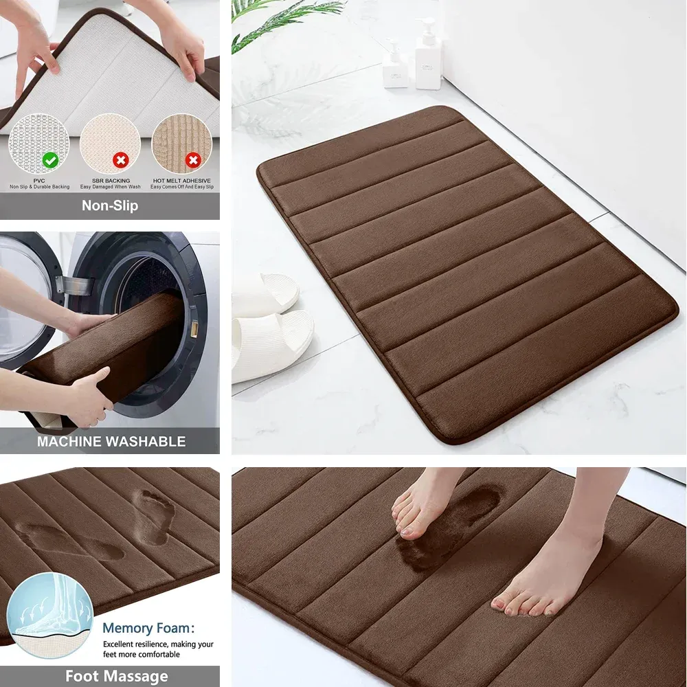 Extra Soft Memory Foam Anti Fatigue Bathroom Mat Non Slip, Super