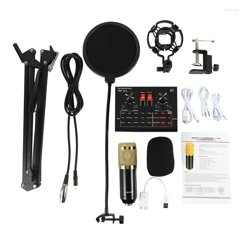 Microphones BM 800 Microphone Kit for V8X Pro Sound Card Studio Live Stream Broadcasting Recording Condenser