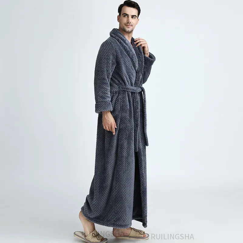 blue dress for baby girl Winter Lovers Adult Stitch Flannel Soft Bathrobe Thicken Women/Men Luxury Nightgown Home Clothes Warm Bath Robes Dressing Gowns Man 6 / XL