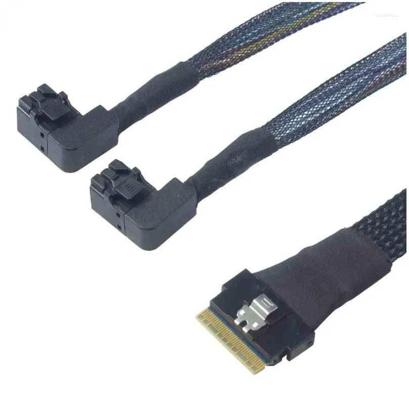 Computer Cables Connectors S Mini SAS Slim SFF-8654 8I 4.0 till 2 Port SFF-8643 Höger Bend Connection Drop Delivery Computers Networking Otbwy