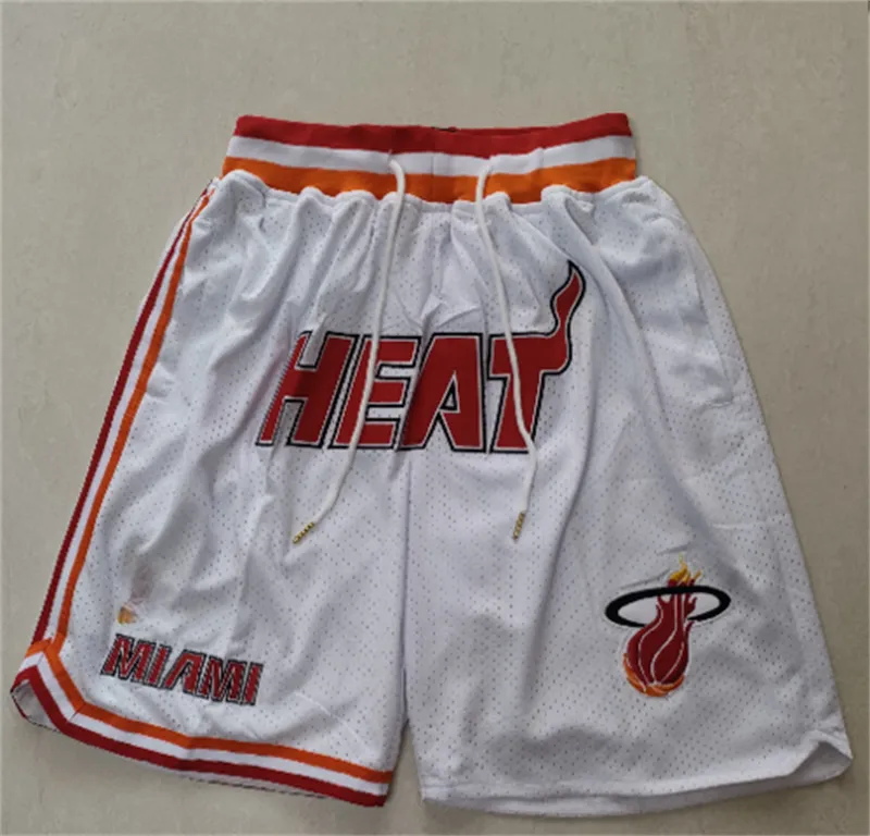 Mens''miami''Heat''authentic Koszykówka Retro Retro Haftowane Casual Athletic Gym Shorts 07