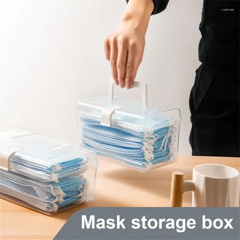 Förvaringslådor Mask Box Sundries Artifact Transparent bärbara hushållsdukar Dispenser med lock kosmetisk efterbehandling