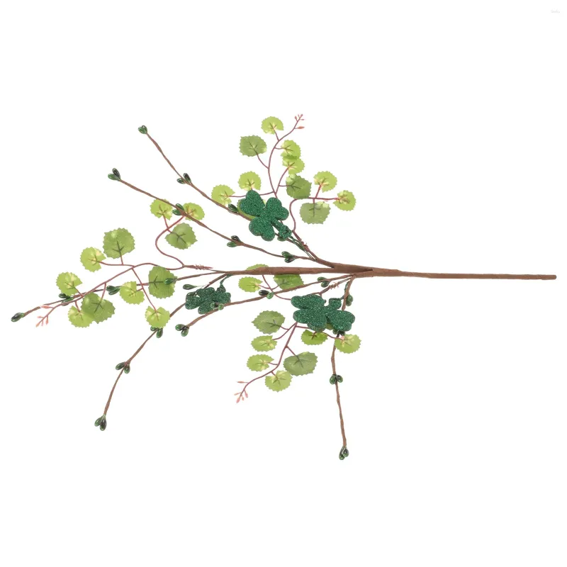 Fiori decorativi Plettri per il giorno di San Patrizio simulato ramo di eucalipto con ornamento irlandese a quattro foglie