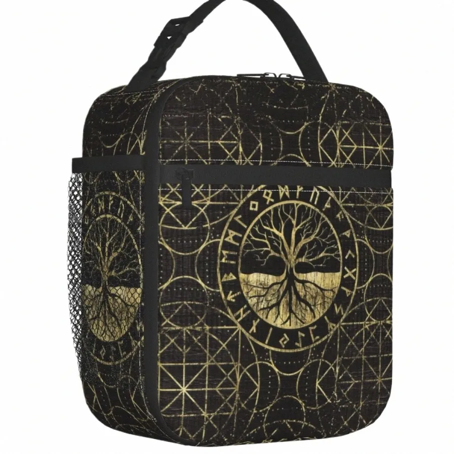 Arbre de vie Yggdrasil et Runes Sac à lunch isolé thermique Viking Norse Symbole Portable Lunch Ctainer Boîte de stockage de nourriture l9pE #