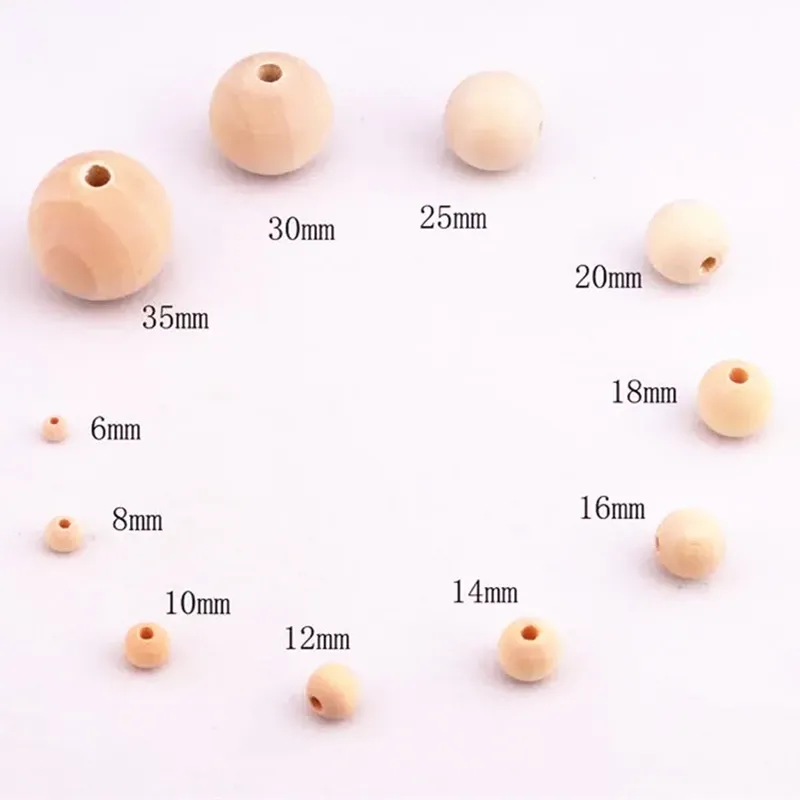 Nieuwe 6 mm- 30 mm natuurlijke houten kralen Spacer Losse kralen voor sieraden maken DIY handgemaakte kledingaccessoires maken