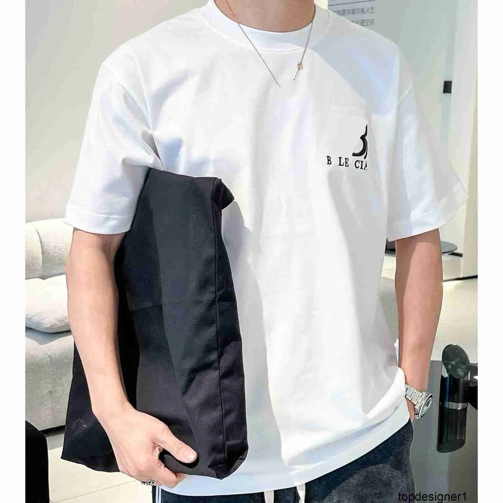 Designer Korrekte Qualität Trendiges neues Produkt Stickerei Englisch B Familie Lockeres und bequemes Kurzarm-T-Shirt aus reiner Baumwolle Paar Koreanische Ausgabe Top 1G1X