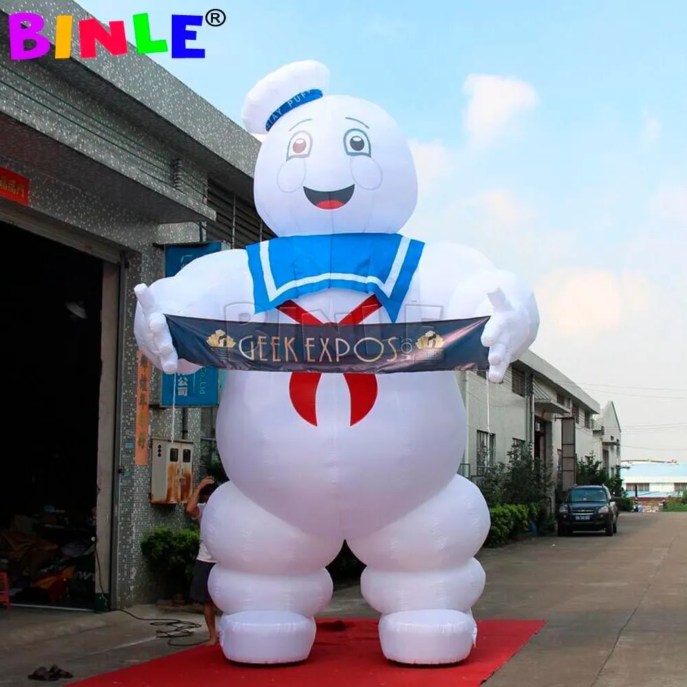 6mh (20 pieds) avec ventilateur en gros en gros sur mesure géant gonflable ghostbuster séjour puft guimallow homme avec des lumières LED de bannière publicitaire pour Halloween Decoration001