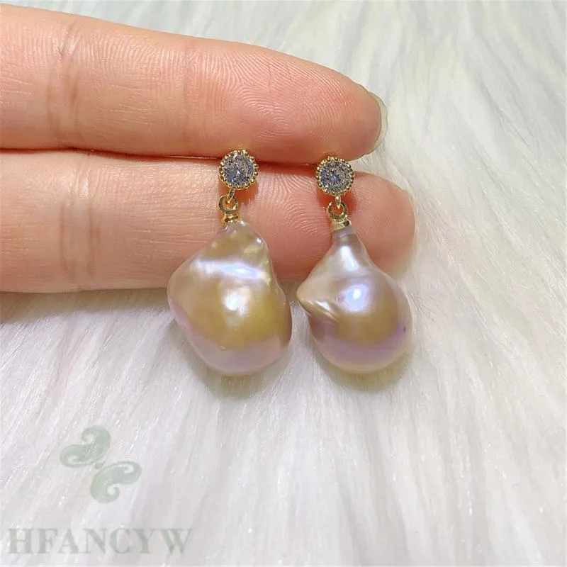 Dangle Earrings Multi-Color Baroque Pearl Earring 18k Zircon Ear Stud Drop Platinum Children Casual Minimalist Formal Handmade Chandelier