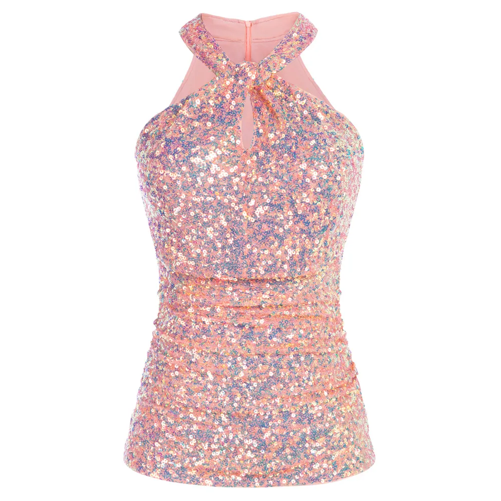 Abito Da Cocktail Con Paillettes Dorato - Vestito Elegante Per Feste E Matrimoni, Donna - Foto 9