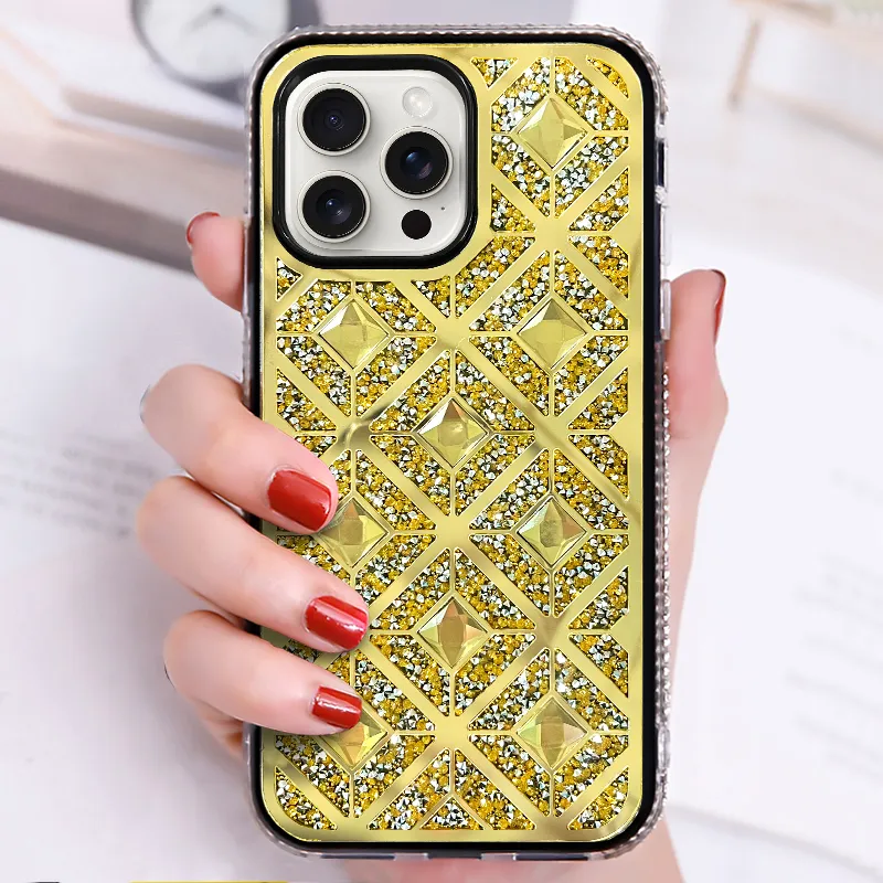 Najnowsze obudowy telefoniczne z diamentami rhinestone na iPhone 15 Pro Max 14plus 13 12 Mini 11 XSMAX XR 8 7 Plus Luksusowy design Scrathproof Błyszczące błysk