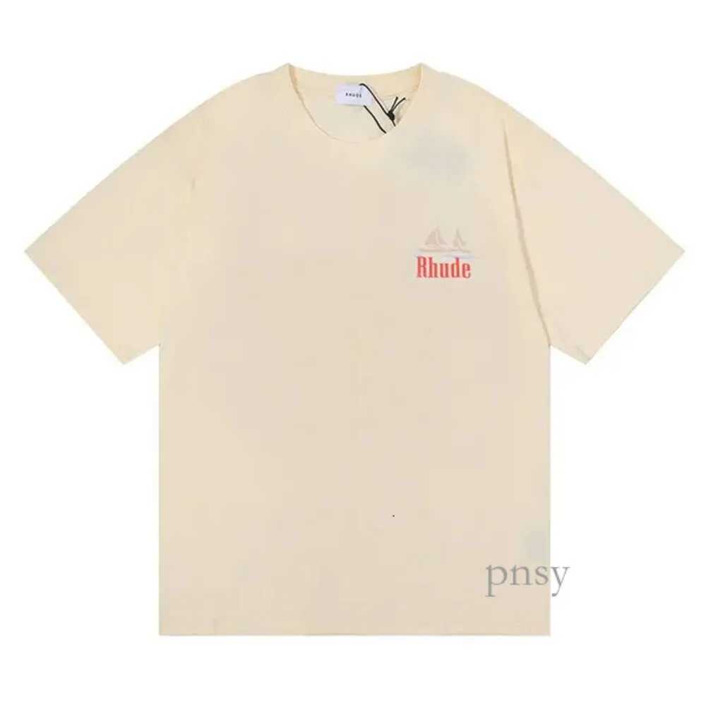 MENS RHUDE SHIRT DESIGNER SOMMERMODE KORT SLEEVE TEES MENS SHIRT RHUDE EUROA AMERIAL T-SHIRT Män kvinnor Nackstorlek S-XL TEE-skjorta 244