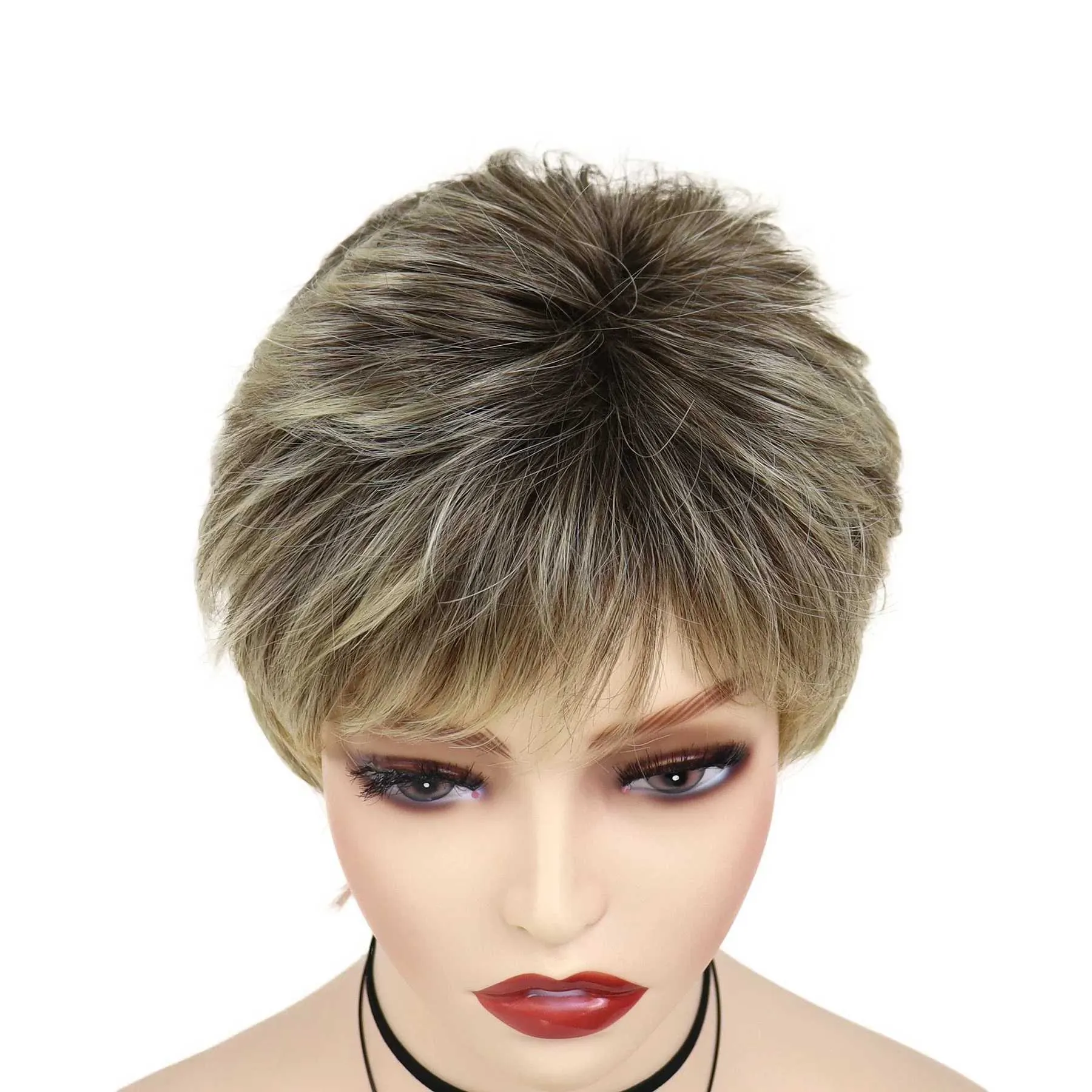 Nxy Vhair Pruiken Gnimegil Synthetisch Natuurlijk Kort Haar Pixie-kapsel Pruik voor Dames Ombre Blond met pony Casual Dames Dagelijks Cosplay Feest 240330